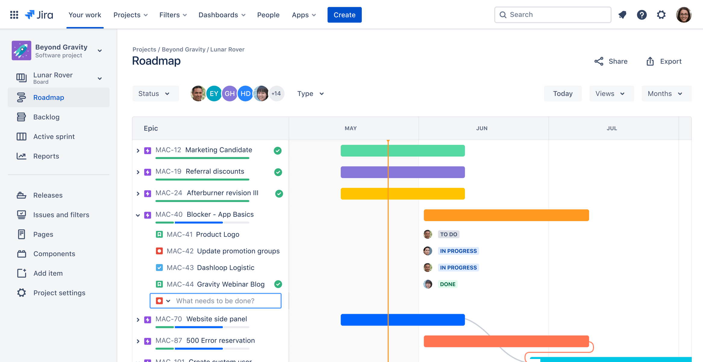 Pantalla de Jira Cloud